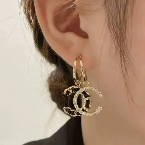2pcs Luxury Woven Double C Earrings, Elegant Charm Earrings, Fashionable Versatile Unique Luxury Earrings, Trendy Jewelry, Fashion Jewelry Party