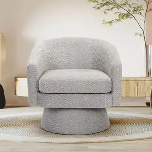360°Swivel Accent Chair with Arms,Cozy Round Chenille Fabric and Soft Cushion Arm Chair for Living Room Bedroom Reading