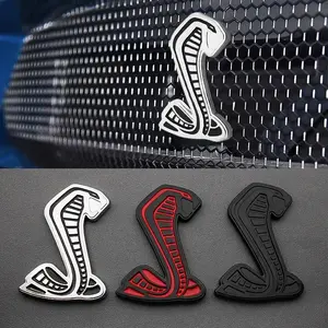 1Pcs 3D Metal Snake Cobra Logo Emblem Car Front Grille Badge Rear Trunk Decoration Sticker Universal Car Sticker For Ford SVT GT350 GT500 Shelby Car Styling Accessories