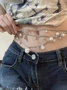 Starfish Pearl Seashell Waist Chain with Tassel – Double Layer Boho Fringe Body Belt， Vacation Outfit Upgrade for Beach & Festival， Unique Gift for Her