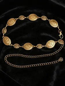 Metal Concho Belt For Women Cowgirl Chain Belts For Dresses Jeans Cowboy Dress Chain Belt Cowboy Country Concert Clothing Accessories Waist Chain Fall, Autumn, Halloween Geometric Boho Zinc Alloy Chain Western Concho Belts Western Style Belt