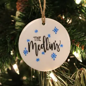 Personalized Ceramic Last Name Ornament
