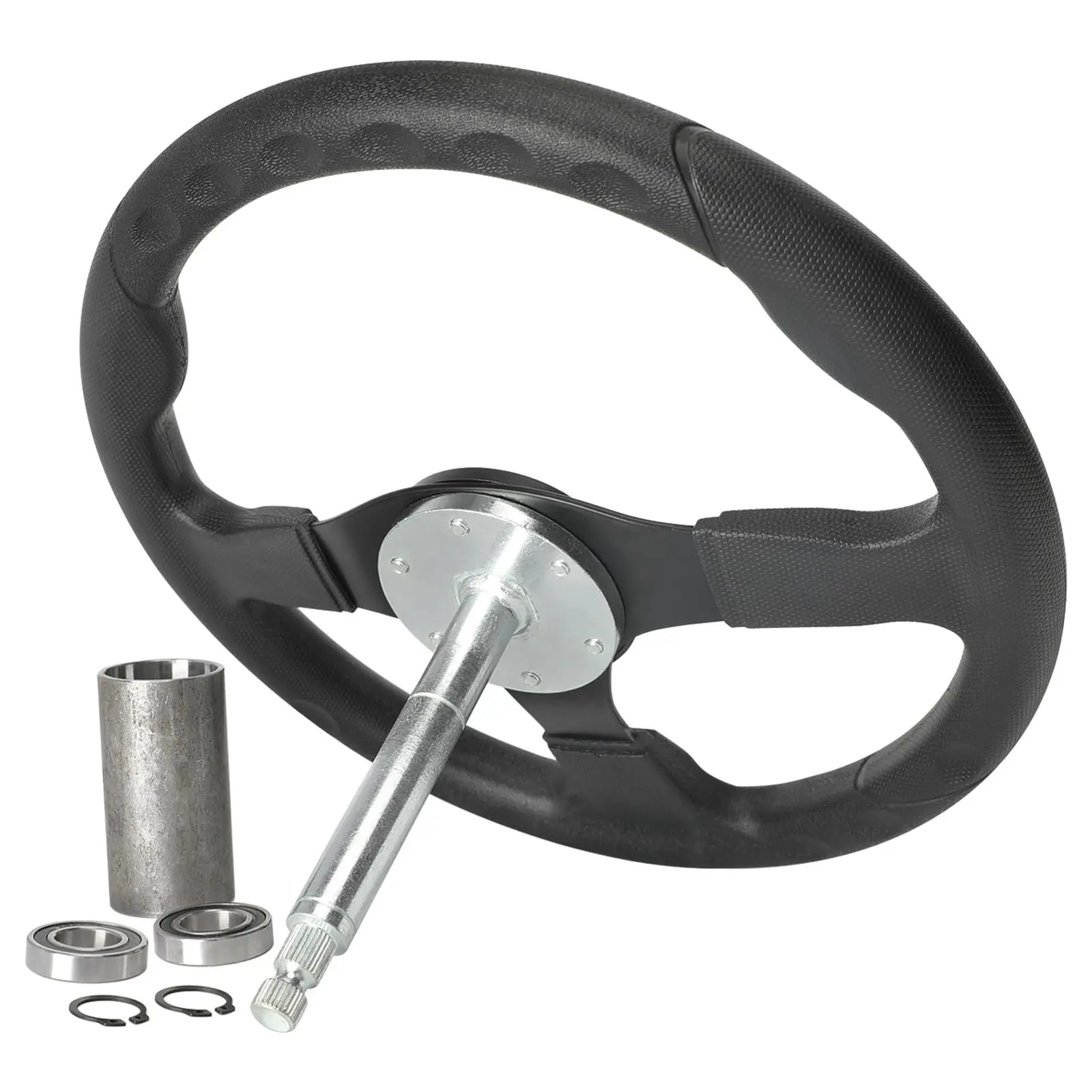Suisuitong Go Kart Steering Wheel & Holder Set – 13.8" (350mm) Steering Wheel w/ 6904RS Bearings & Mounting Hardware – Fits ATV, UTV, Golf Cart, Buggy, Quad, Drift Trike, 4 Wheeler DIY Rebuild Upgrade