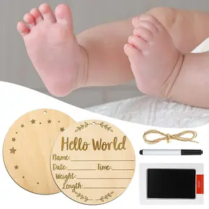 Custom Precious Wooden Baby Name Sign – "Hello World" Newborn Sign, Lovely Baby Name Plaque, Newborn Announcement Sign, Double-Sided Design, Perfect for Hospital, Nursery, Gift Room Decoration & Photo Taking