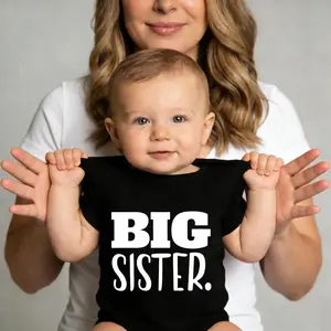 Big Sister Funny Baby Bodysuit, Cute Sibling Announcement Newborn Romper, Gender Neutral Baby Gift for Girl