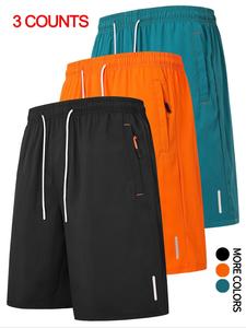 men's solid color drawstring waist shorts, casual regular fit zipper pocket shorts for summer, men's bottoms for daily wear, clothes, adjustable shorts, elastic loose shorts, drawstrings shorts, athletic running shorts