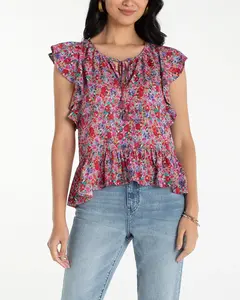 Flutter Sleeve Peplum Top