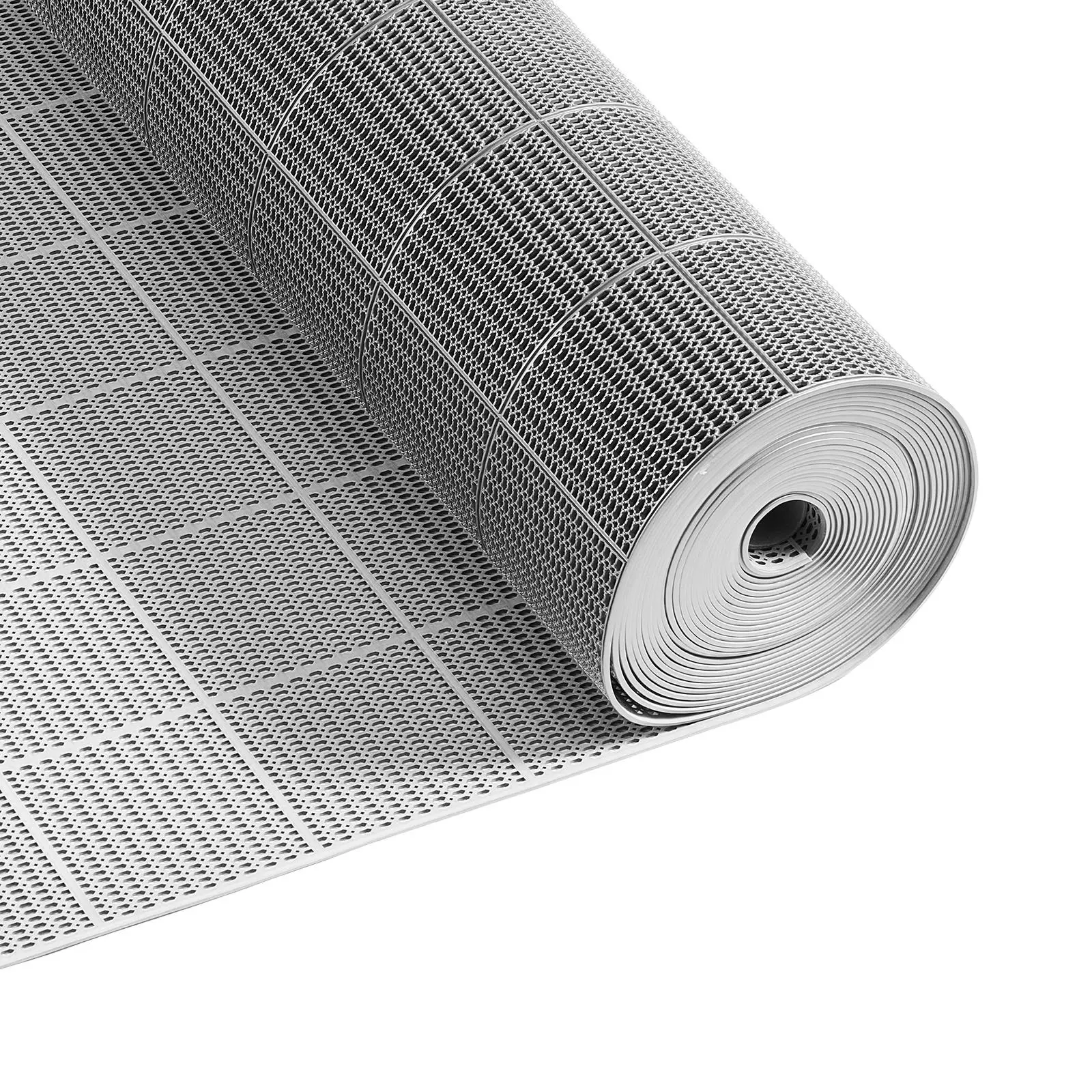 【SummerFinds】VEVOR Drainage Mat, 3 x 50 ft, PVC Non Slip Commercial Floor Mat, Wet Area Water Drain Splash Matting Hollow Doormat Roll, for Outdoor Indoor Restaurant Swimming Pool Patio Bathroom Washroom, Gray