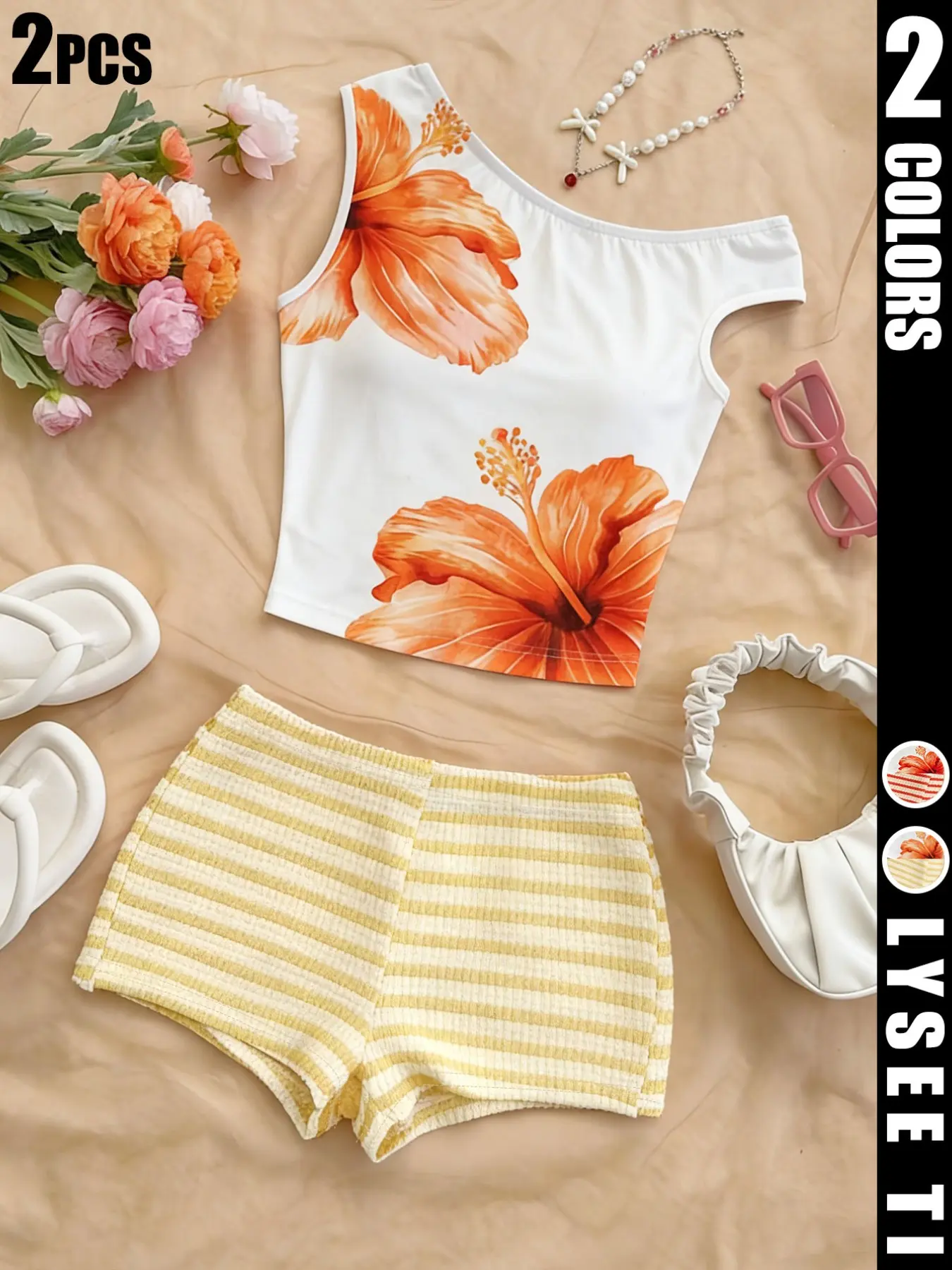 Women's Two-Piece Floral Vest Top and Vacation Style Shorts Set, Co Ord Sets, Casual Summer, Comfortable and Stylish, Perfect for Travel, Summer Loungewear Sets