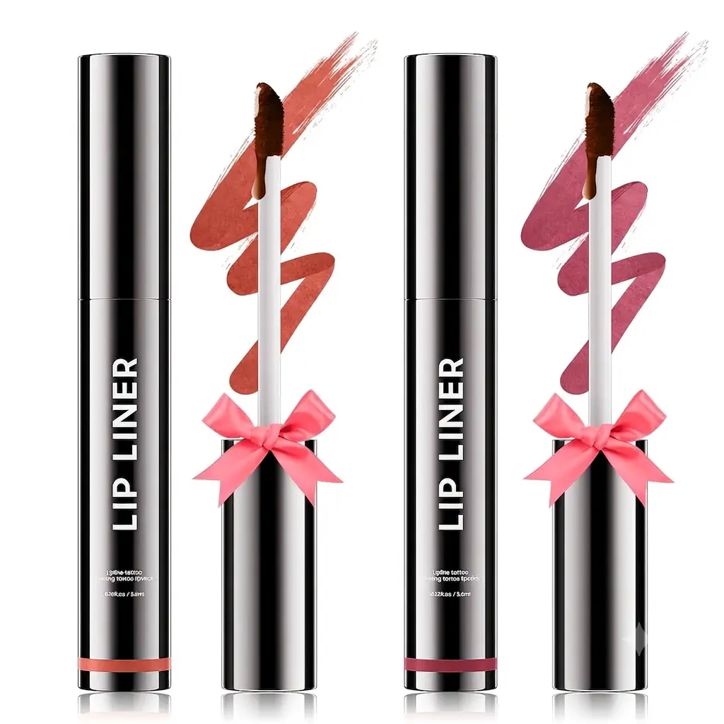 Lip Stain Peel Off 2PCS, Waterproof Peel Off Lip Tint & Lip Liner Set, Long-Lasting Transfer Proof Lip Stain, Moisturizing Lip Plumper, Non-Stick Cup Lip Color, Rose & Mauve