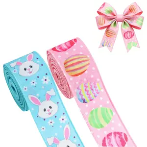 Easter Ribbon with Wire Edge for 3D Bow Making - DIY Craft Ribbon for Gift Wrapping, Wreath Making, Holiday Decor & Decorative Items
