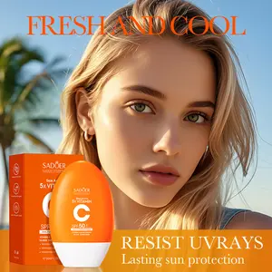 「Summervibes」，Vitamin C Infused Sunscreen SPF50, Full Spectrum Sun Block Lotion, Non-Sticky Quick-Dry, Water Resistant, Long Lasting Daily & Travel Sun Care