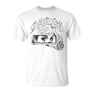 Men's Pure Cotton Round Neck Short-Sleeve T-Shirt - Unisex Chicana Chola Chicano Gang Clown Tattoo Print Fabric Top, High-Quality Casual Daily Christmas Novelty Menswear Item, Tshirt