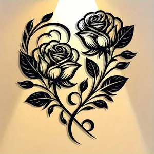 Rose Pattern Wall Art, Floral Abstract Design, 1 Count Modern Metal Wall Decor, Wall Hanging Decor for Home Living Room Bedroom Office Coffee Shop, Hangable, Decoration, Flower, Design