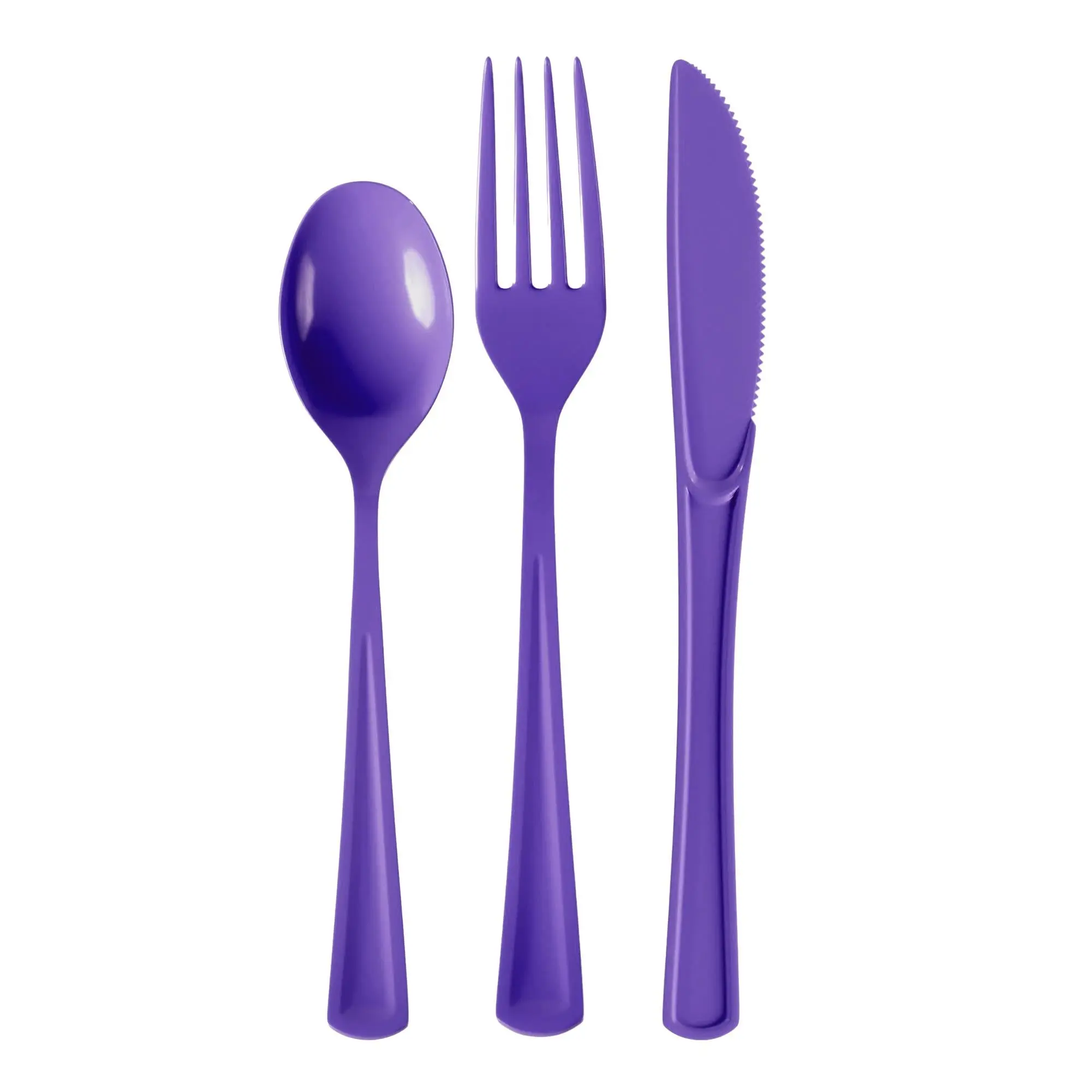 Purple Cutlery Combo Set | 50 Forks 50 Spoons And 50 Knives | 7.5 in.
