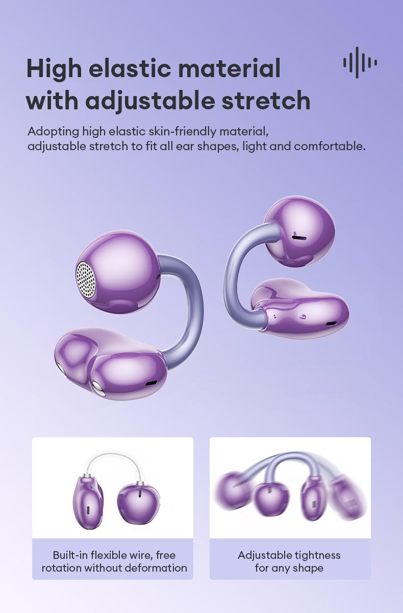 AOC ACD2544 Clip-On Wireless Headphones with 2025 Bluetooth 6.0 for Faster, Stable Connection & Low Power Use, Panoramic Stereo Sound, HD Audio, Ergonomic Design, Comfortable Fit, Life-Level Waterproof & Sweatproof Multifunctional Earbuds Electronic