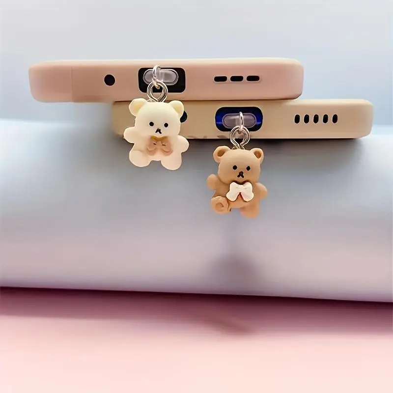 Cute Bear Design Phone Charging Port Dust Plug, 1 Count Anti Dust Plug for Phone, Unique Mobile Phone Accessories for Women & Girls