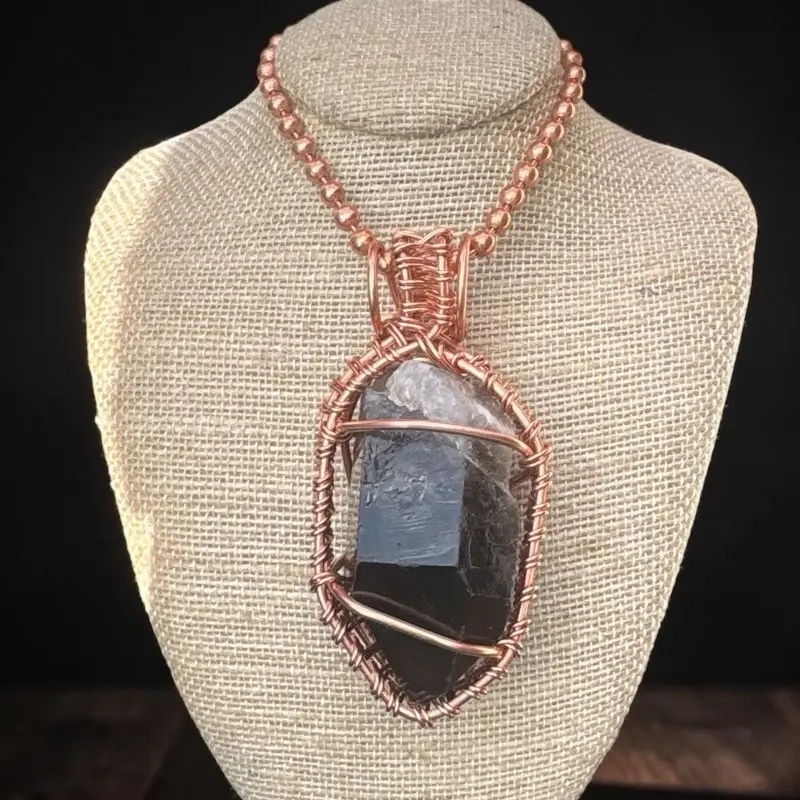 Juma CopperKing Raw Smokey Quartz Point 24” Copper Necklace