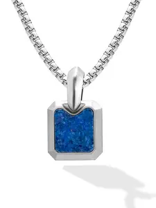 RTZN Lapis Lazuli Square Pendant Necklace for Men