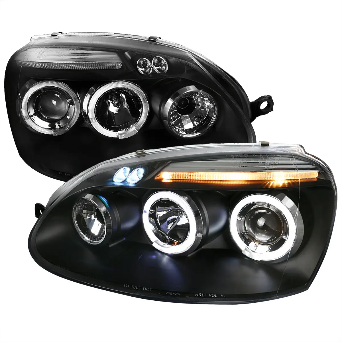 2006-2008 Golf Rabbit/ 2006-2010 Jetta Dual Halo Projector Headlights (Matte Black Housing/Smoke Lens) 2006-2008 Golf Rabbit/ 2006-2010 Jetta Dual Halo Projector Headlights (Matte Black Housing/Smoke Lens)