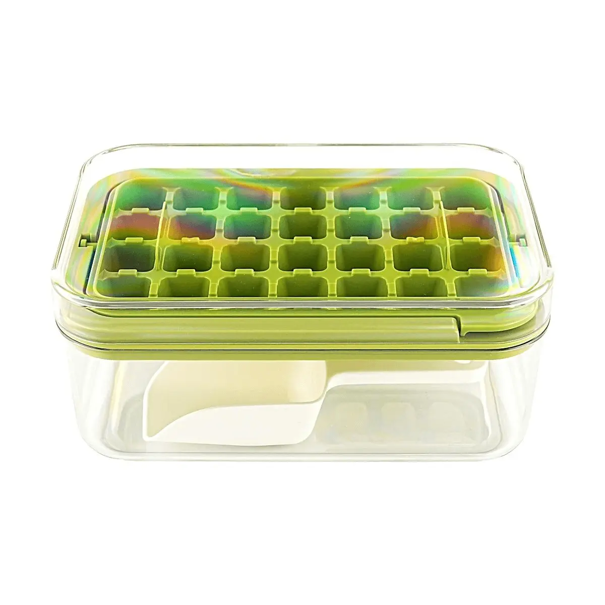 KAWASIMAYA Large Ice Cube Tray Single Layer Green - Big Ice Maker for Drinks, Reusable Silicone Ice Mold