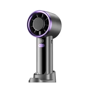 【SummerVibes】Smart Handheld Fan K5 | 5 Gears + 100 Stepless Speeds, LCD Shows Battery & Wind Level | High-Speed Motor, Enhanced Airflow, Long-Lasting Battery | Use as Desktop Fan or Phone Stand, Perfect for Indoor/Outdoor