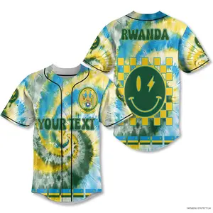Rwanda Baseball Jersey Custom Tie Dye Style