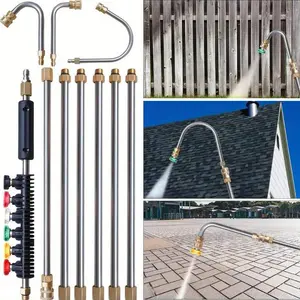 10 Pack Tool Pressure Washer Extension Wand, Power Washer Lance with 5 Atomization Nozzle Tips, 1 Gutter Cleaner Attachment Curved Rod, 1/4" Quick Connect, 4000 PSI CC Pipes Cleaning & Dealsforyoudays & TikTokShopSummerTurnUp