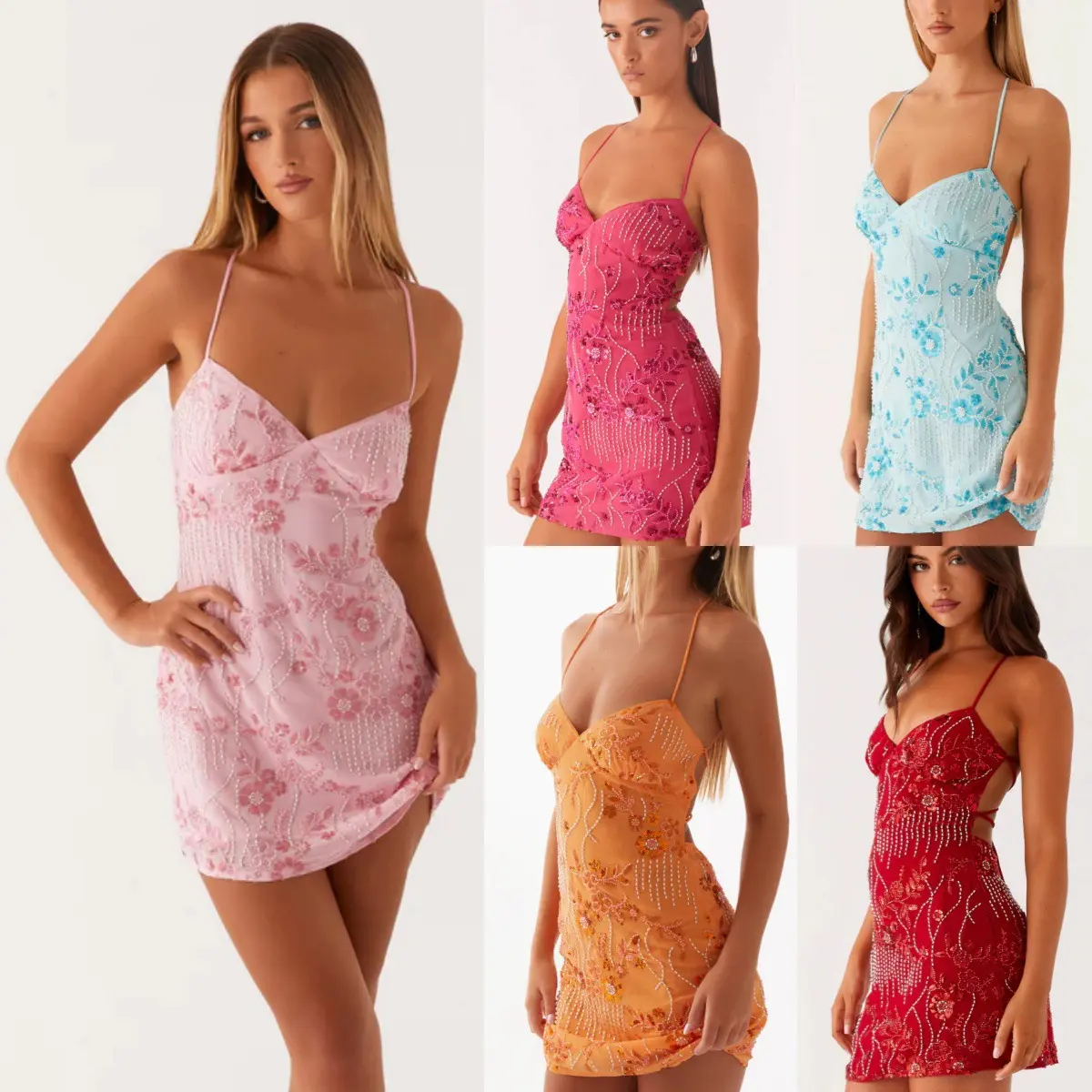 NEWWomen's Plus Size Sports Dress with 3D Sequined Embroidery, Summer Sleeveless Spaghetti Strap Mini with Sporty Chic Backless Fit, Female, Normal Type, Short Sports Dress