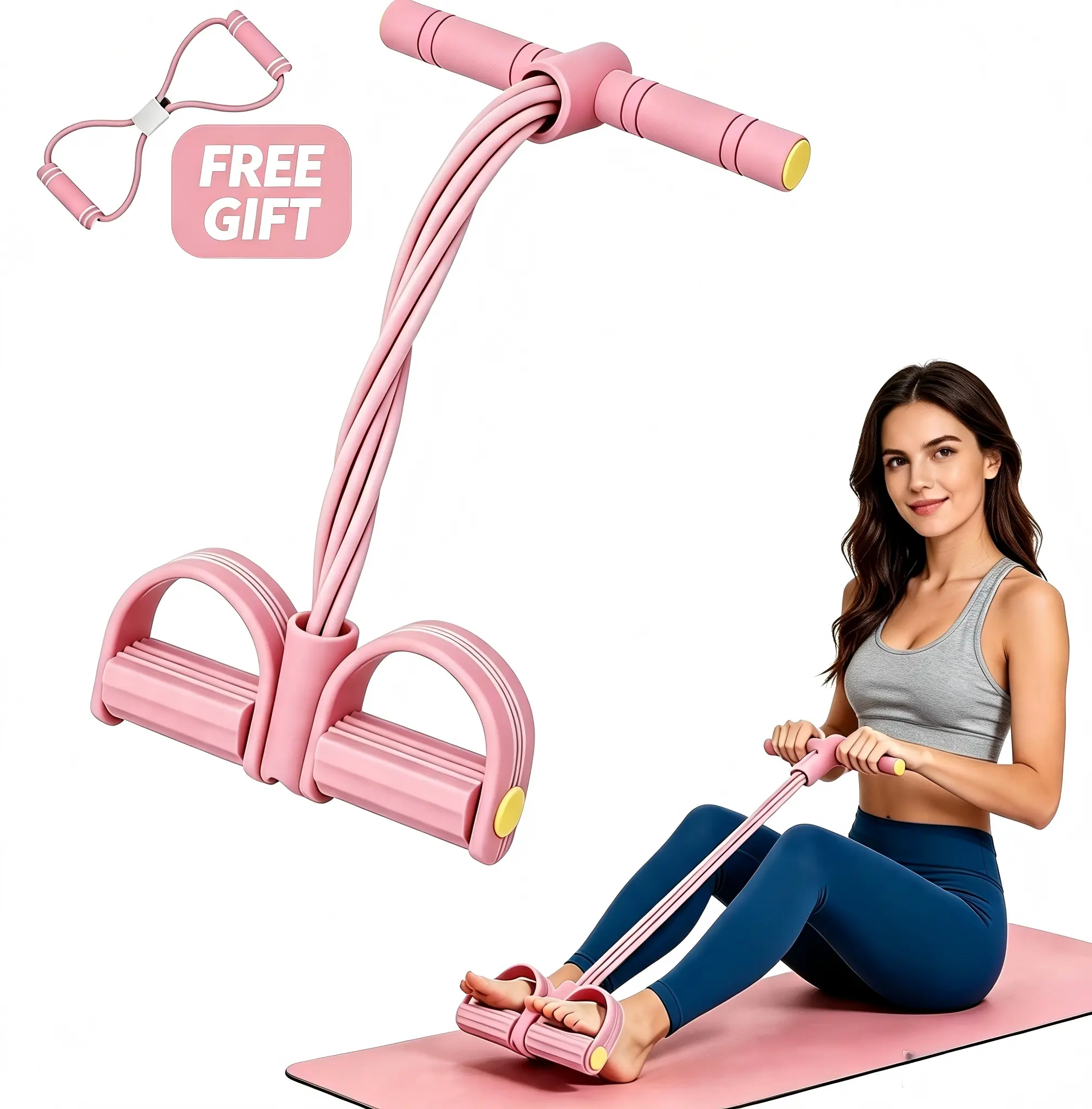 Multifunctional Pedal Resistance Band, Elastic Pull Rope for Home Gym Full Body Workout, Abdominal Core Training, Bonus Figure-8 Resistance Band full-body these