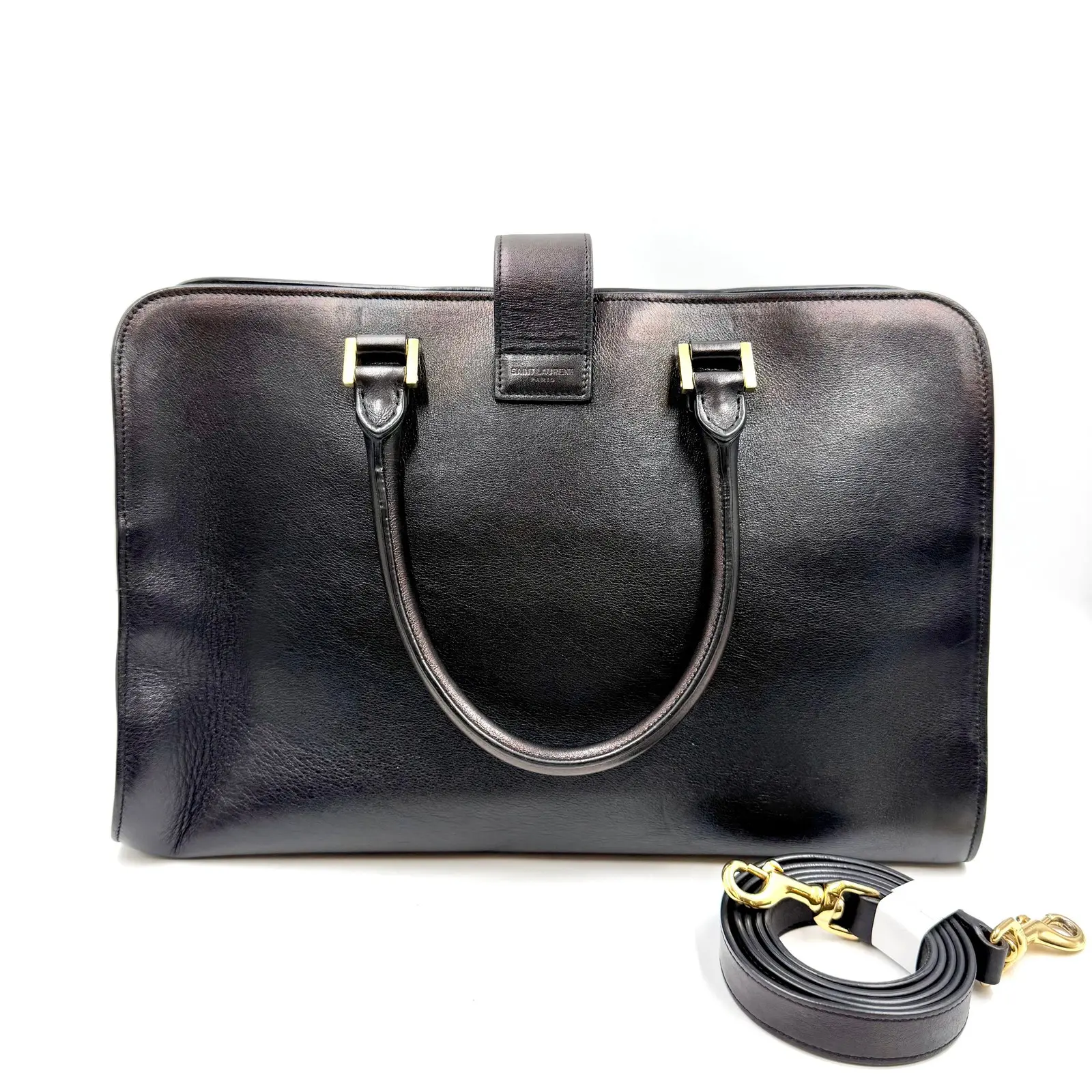 Pre-owned Yves Saint Laurent AS SHOWN Clutches & Wristlets HZ 3139 Saint Laurent Cabas YSL Monogram Leather Handbag 26.04.10