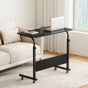 Nicole Selection Height-Adjustable Side Table - Mobile with Wheels, Eco MDF & Metal, for Home & Office