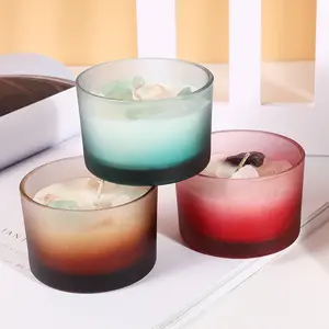 Colorful Glass Cup Soy Wax Crystal Candle Home Aroma Decor Wedding Favors, Essential Oil Diffuser Gift Set, Unique Fragrance Design