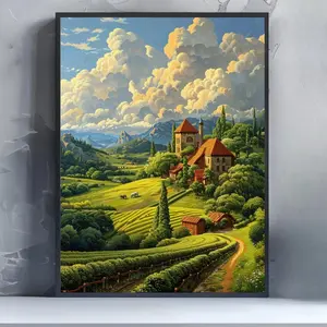 House and Forest Scene DIY Diamond Arts Colorful Painting Kit without Frame, DIY 5D Diamond Arts Colorful Painting Kit, Wall Art Decor for Home Living Room