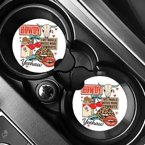 Cowgirl Car Coaster Set Punchy Western Pink