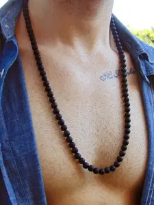 Simple Fashion Matte Bead Long Necklace for Men, Classic Handmade Strand Beads Jewelry, Stylish Accessory for Everyday Wear