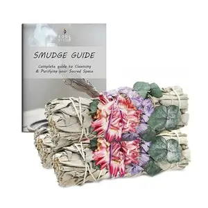 Fairy Dreams Floral Sage Smudge Sticks with Smudge Guide, 3-Pack