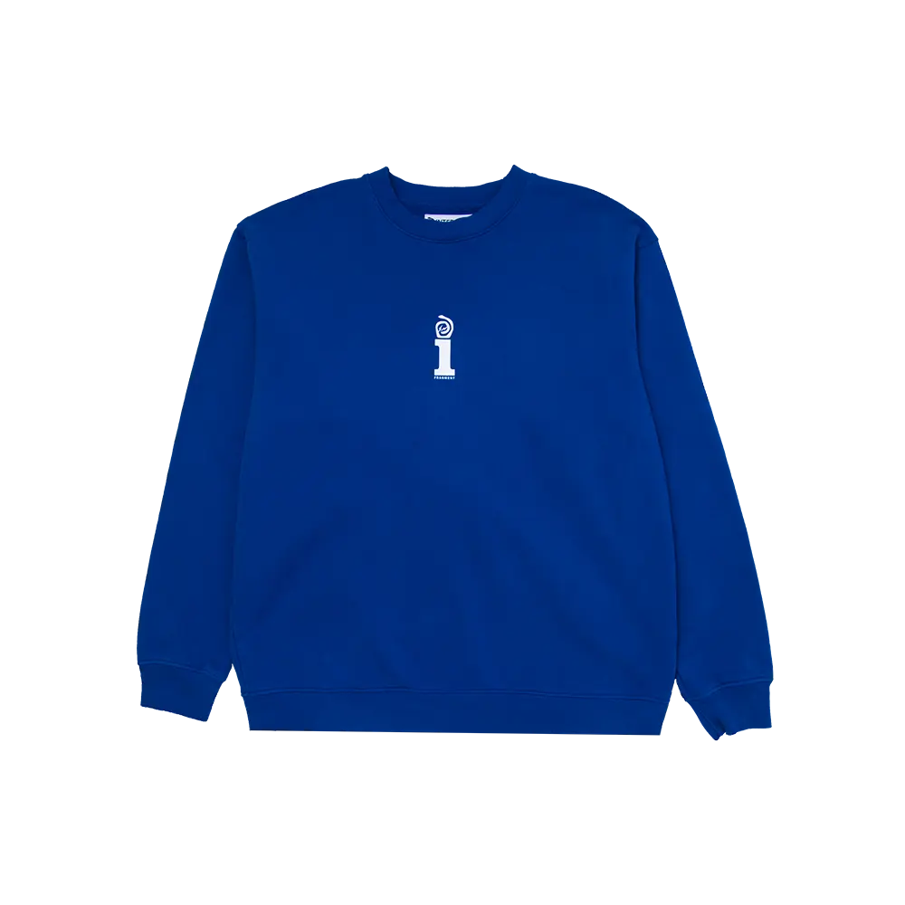 Interscope x Fragment Collection 01 Men's Recycled Cotton Casual Crewneck Pullover Sweatshirt - Blue, Round Neck, Long Sleeves, Double Stitching, Men's Clothes