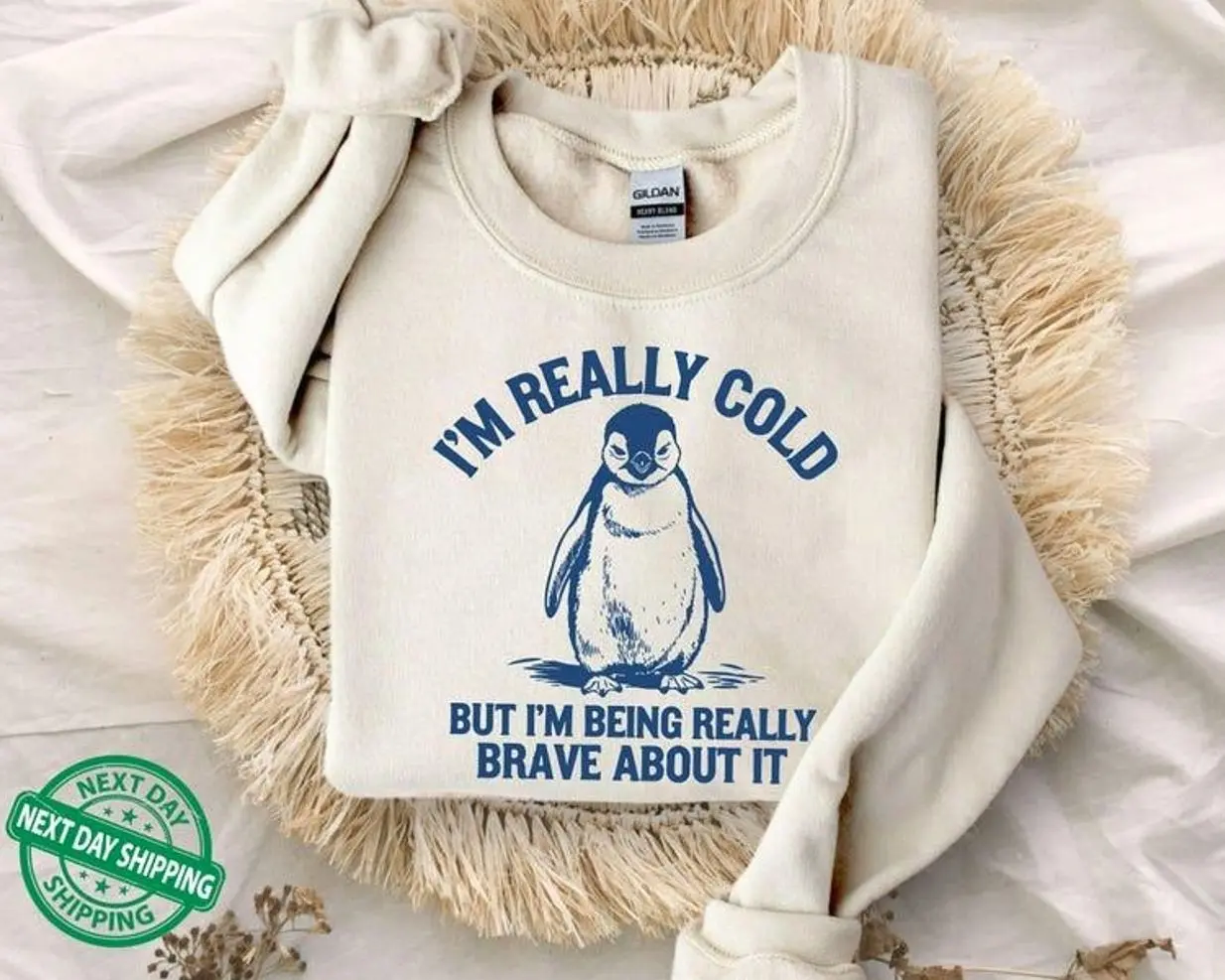 I'm Really Cold But I'm Being Really Brave About It T-Shirt/Sweatshirt/Hoodie, Funny Penguin T-Shirt, Trendy Vintage Retro Cozy Hoodie, Funny Gift