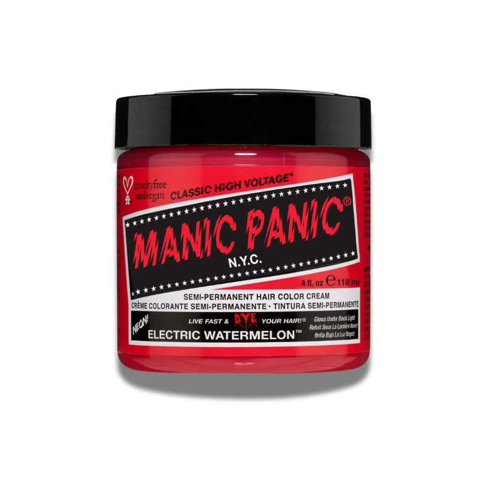 Electric Watermelon™ - Classic High Voltage® Neon Pink w/ Yellow & Violet Undertones UV Reactive Semi-Permanent Hair Dye Pink Highlights Blonde