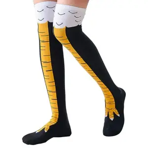 [Novelty Funny Crazy Chicken Leg Socks] Feet Over The Knee 21.65" Thigh Stockings for Men Women Cosplay Party Gifts All Seasons