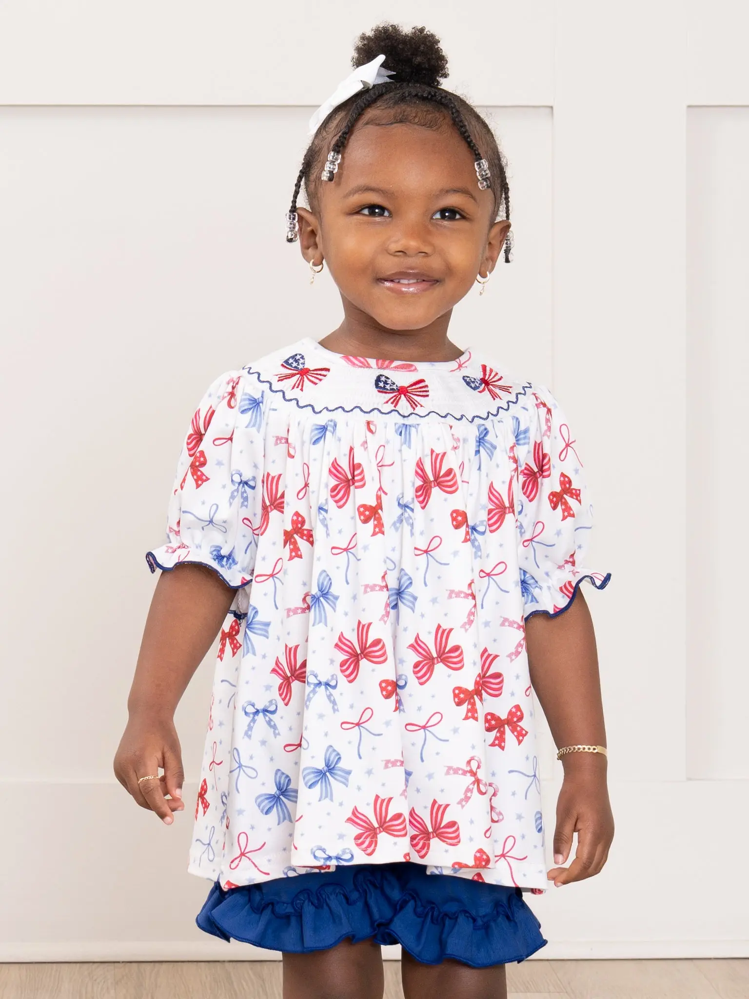 Patriotic Bow Delight Embroidered Outfit