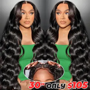 6x4 Glueless Wigs Pre Plucked Pre Cut 5x5 HD Lace Closure Human Hair Body Wave Lace Front Wigs for Women Beginners 180% Density Natural Black Frontal Wig