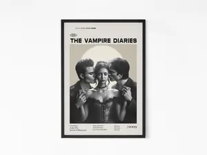 The Vampire Diaries Poster,Nina Dobrev, Paul Wesley, Ian Somerhalder, Vintage tv show poster, Minimalist Art, Retro Poster, Vintage Poster.