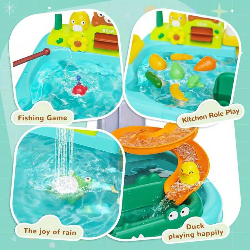 Sunflower Toddler for Kids, Fishing, Spray Gun, Slide Track, Outdoor Sensory Table, Water Play Table, Summer Beach Toy, Best Gift for Boys & Girls