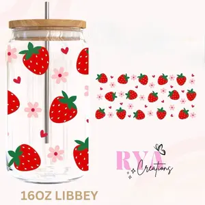 Strawberry glass can cup