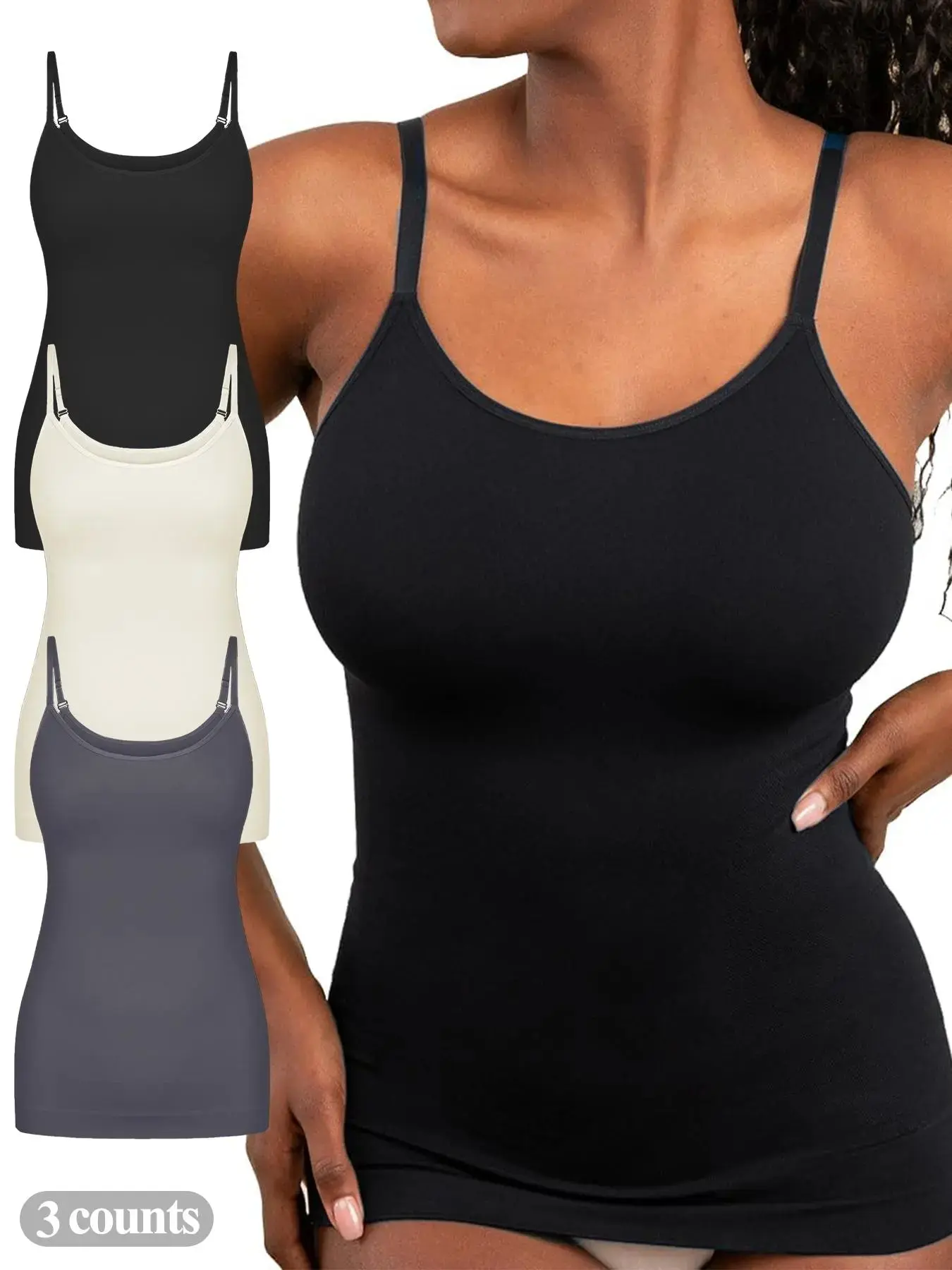 Women's Tummy Control Plus Size Shapewear Tank Top, Scoop Neck Seamless Compression Camisole for Body Sculpting & Support Clothing Clothes
