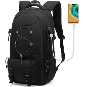 Besttravel Hiking Backpack, 45L Large Travel Backpack for Women Men, Laptop Bag with USB Charging Port Carry On Backpacks, Waterproof Casual Daypack for Weekender Trips, Business & Hiking , Black