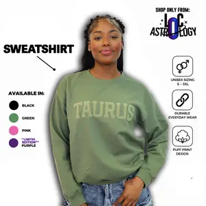 Sweatshirt: Zodiac and Astrology Puff Print Unisex T-Shirts, Choose Your Color Crewneck Style
