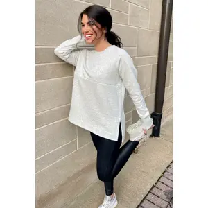 Yoga Nursing Tunic Sweatshirt- Light Heather Gray